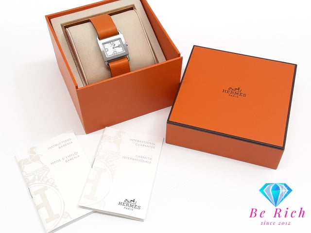エルメス HERMES バレニア デイト BA1.210 レディース 腕時計 スクエア 白 ホワイト SS レザー ブレス アナログ クォーツ QZ ウォッチ Barenier 【中古】【送料無料】 bt3642