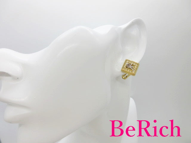 ニナリッチ ラインストーン 付き ロゴ イヤリング ゴールド シルバー GP メッキ アクセサリー NINA RICCI 【中古】【送料無料】 ba2301