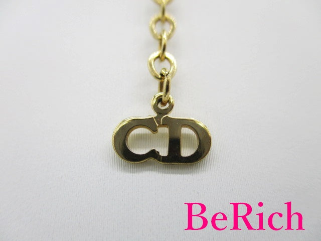クリスチャン ディオール Christian Dior ゴールド ラインストーン 付 CD ロゴ ネックレス ペンダント ゴールド メッキ ジュエリー アクセサリー 【中古】【送料無料】ba2645