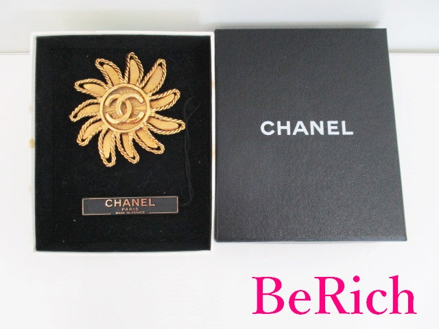 シャネル CHANEL ココ マーク ピン ブローチ 太陽 ゴールド メッキ ヴィンテージ CC ロゴ ジュエリー アクセサリー 【中古】【送料無料】 ba2696