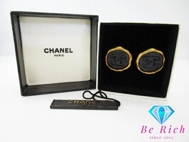 シャネル CHANEL シーリング スタンプ モチーフ ココマーク イヤリング CC ロゴ ゴールド ブラック ヴィンテージ ジュエリー アクセサリー 【中古】【送料無料】ba3064
