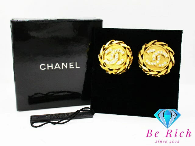 シャネル CHANEL ラインストーン 付 ココマーク イヤリング ゴールド メッキ C ロゴ ヴィンテージ ジュエリー アクセサリー 小物 【中古】【送料無料】 ba3111