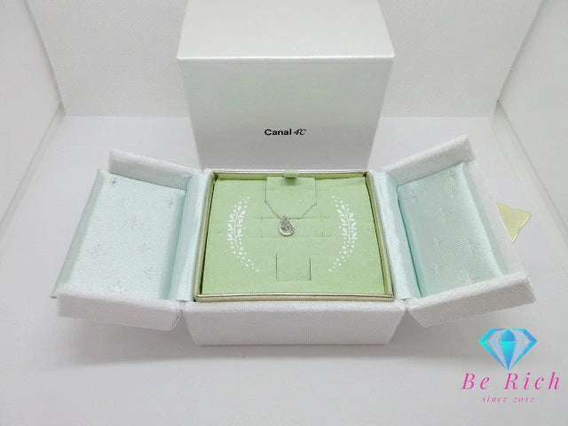 カナル ヨンドシー Canal 4℃ K10 WG ホワイト サファイア 付き デザイン ネックレス 10金 ホワイト ゴールド ジュエリー アクセサリー 【中古】【送料無料】 ba3139