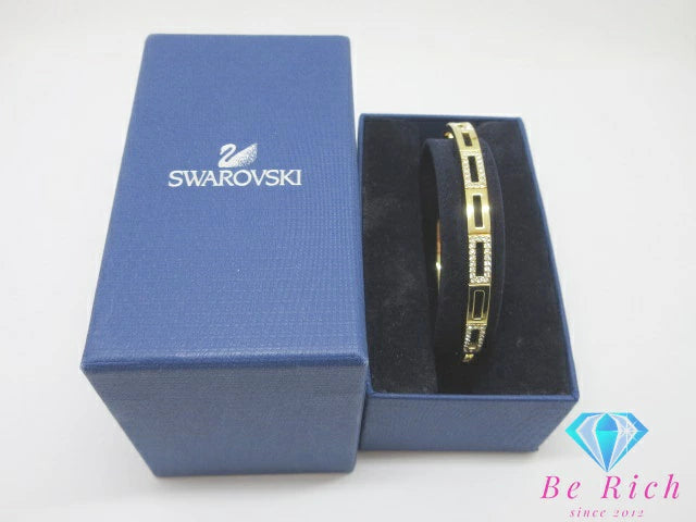 美品 スワロフスキー SWAROVSKI デザイン バングル ブレスレット クリア ゴールド ジュエリー アクセサリー【中古】【送料無料】 ba3250