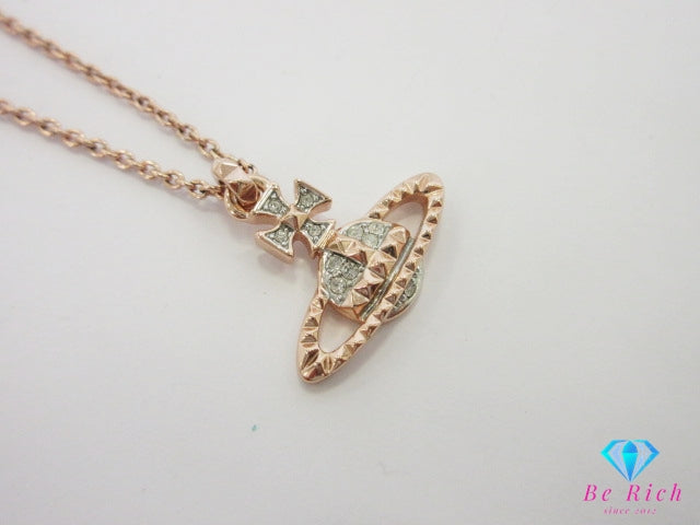 ヴィヴィアン ウエストウッド Vivienne Westwood MAYFAIR BAS RELIEF ネックレス ペンダント ピンクゴールド ロゴ ラインストーン ジュエリー アクセサリー 【中古】【送料無料】 ba3272