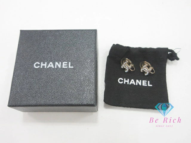 シャネル CHANEL ラインストーン 付 ココマーク イヤリング ゴールド メッキ C ロゴ ジュエリー アクセサリー 小物 【中古】【送料無料】 ba3332