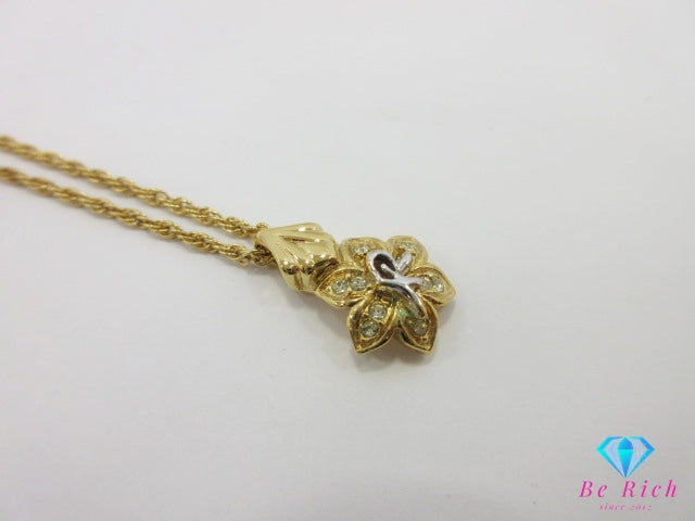 ニナリッチ NINA RICCI ラインストーン 付 花 フラワー モチーフ NR ロゴ ネックレス ペンダント メッキ シルバー ゴールド ジュエリー アクセサリー 【中古】【送料無料】 ba3357
