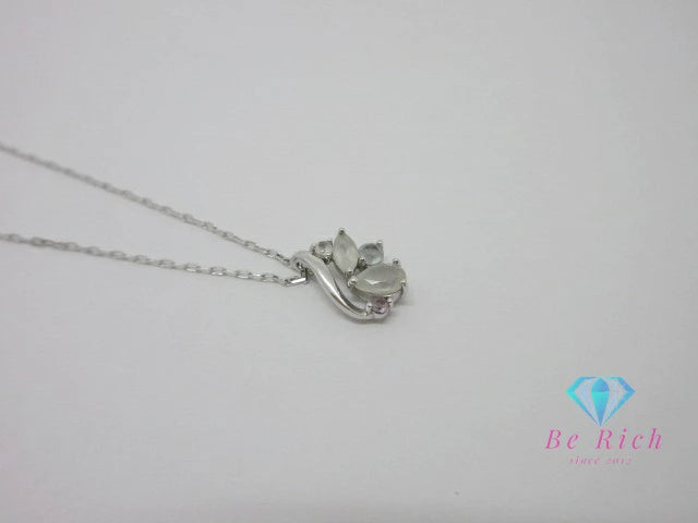 4℃ ヨンドシー K10 WG クリア ストーン 付 ネックレス ペンダント ホワイトゴールド 宝石 ジュエリー アクセサリー 【中古】【送料無料】 ba3367