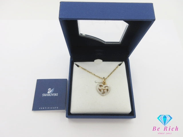 スワロフスキー SWAROVSKI ハート モチーフ デザイン ネックレス ペンダント ゴールド ロジウムメッキ クリスタル ジュエリー アクセサリー 【中古】【送料無料】 ba3473