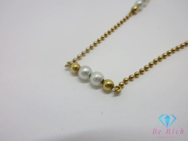 ミキモト MIKIMOTO K18 YG ベビーパール 真珠 3mm 珠 付 ブレスレット 18金 750 イエロー ゴールド ジュエリー アクセサリー ファッション 小物 婦人 レディース 【中古】【送料無料】 ba3542