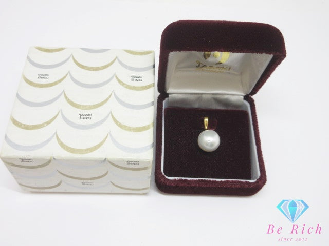 田崎真珠 TASAKI K18 YG 真珠 セミラウンド パール 11mm 珠 付 デザイン ネックレス ペンダント トップ ヘッド ジュエリー アクセサリー 【中古】【送料無料】 ba3651
