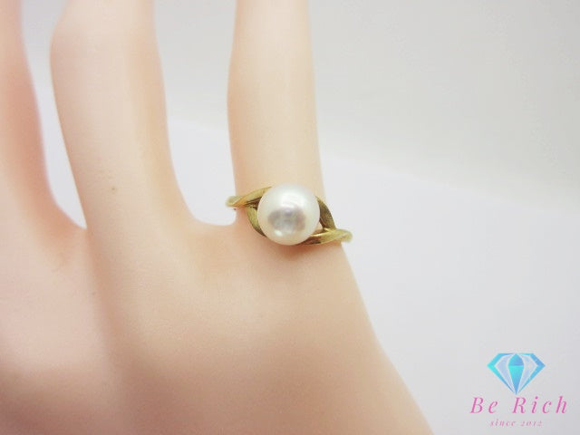 ミキモト MIKIMOTO K18 YG パール 真珠 7mm 珠 付 デザイン リング 指輪 11号 18金 750 イエロー ゴールド ジュエリー アクセサリー ファッション 小物【中古】【送料無料】 ba3692