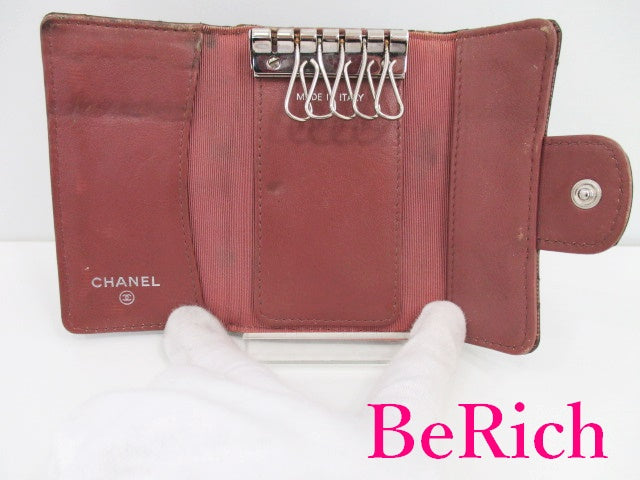 シャネル キーケース マトラッセ 茶 ブラウン エナメル パテント レザー キーホルダー CHANEL 【中古】【送料無料】 bc1852