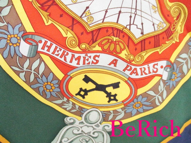 エルメス HERMES カレ 90 スカーフ ザルツ ブルク バイオリン 馬 柄 マルチカラー ロゴ シルク 絹 ストール 巻物 小物 婦人 レディース 【中古】【送料無料】 bc1896