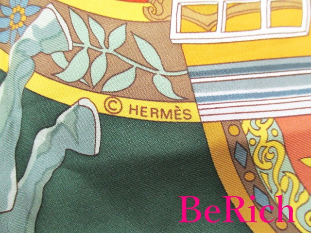 エルメス HERMES カレ 90 スカーフ ザルツ ブルク バイオリン 馬 柄 マルチカラー ロゴ シルク 絹 ストール 巻物 小物 婦人 レディース 【中古】【送料無料】 bc1896