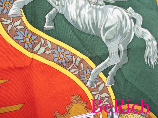エルメス HERMES カレ 90 スカーフ ザルツ ブルク バイオリン 馬 柄 マルチカラー ロゴ シルク 絹 ストール 巻物 小物 婦人 レディース 【中古】【送料無料】 bc1896
