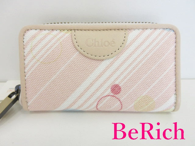 クロエ Chloe 3連 キーケース マルチカラーピンク キャンバス レザー ロゴ キーホルダー アクセサリー 小物 レディース 【中古】【送料無料】 bc1904