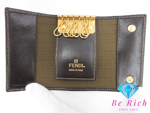 フェンディ FENDI 6連 キーケース 茶 ブラウン ズッカ ロゴ キーホルダー アクセサリー 小物 【中古】【送料無料】 bc1941