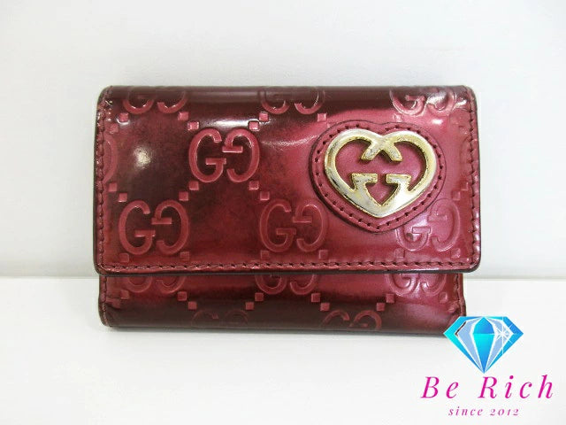 グッチ GUCCI 6連 キーケース 257217 ラブリー ハート GG シマ レザー
