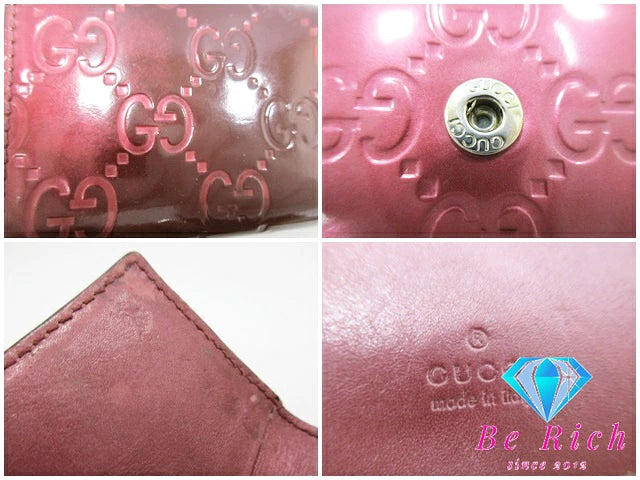 グッチ GUCCI 6連 キーケース 257217 ラブリー ハート GG シマ レザー ボルドー ワインレッド ロゴ キーリング キーホルダー アクセサリー 小物 【中古】【送料無料】 bc1976