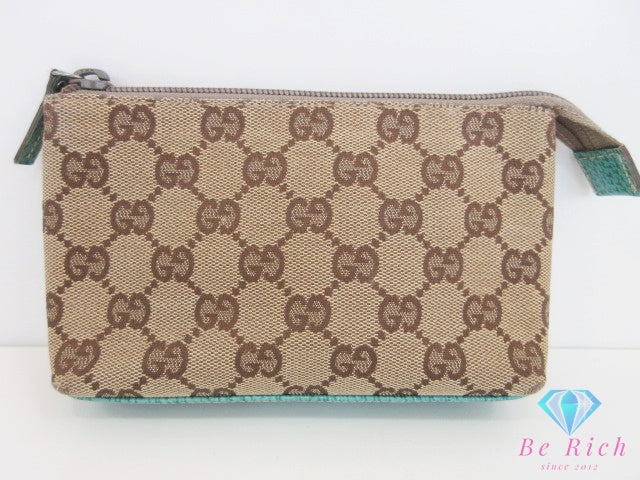 グッチ GUCCI ポーチ 115237 GG キャンバス レザー ベージュ ミント