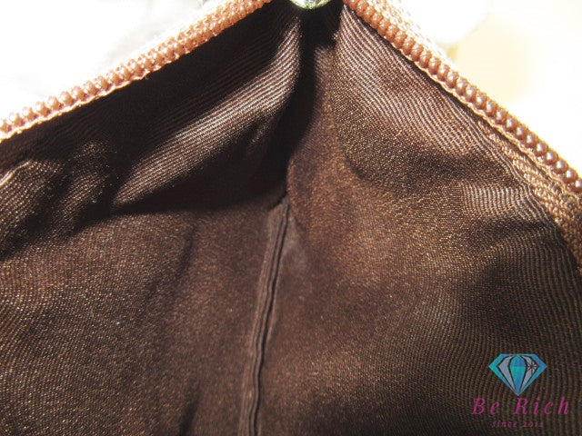 コーチ COACH ハンド ポーチ キャンバス レザー コーナー ジップ リストレット ブラウン カーキ ロゴ アクセサリー 小物 【中古】【送料無料】 bc2230