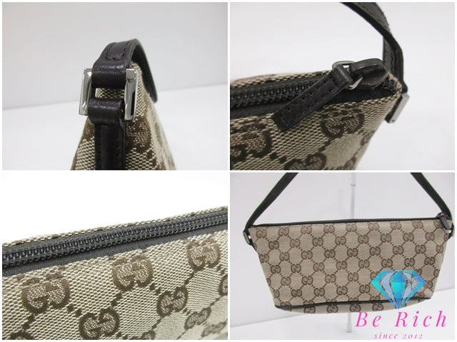 グッチ GUCCI ミニ ハンドバッグ 07198 GG カーキ ブラウン ベージュ 茶 キャンバス レザー ロゴ アクセサリー ポーチ 化粧 コスメ 小物【中古】【送料無料】 bc2155