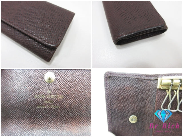 ルイ ヴィトン LOUIS VUITTON 4連 キーケース タイガ ミュルティクレ 4 M30528 グリズリ 茶 ブラウン レザー LV ロゴ キーホルダー アクセサリー 小物 【中古】【送料無料】 bc2214