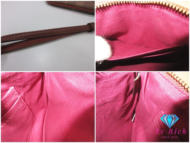 コーチ COACH スモール リストレット シグネチャー キャンバス マルチ ポーチ CI189 茶 ブラウン PVC レザー ロゴ アクセサリー メイク 小物 【中古】【送料無料】 bc2304