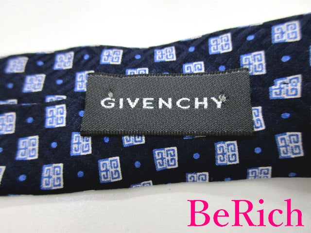 ジバンシィ GIVENCHY ネクタイ パターン ロゴ 総柄 ネイビー 紺 マルチ カラー シルク 絹 ビジネス スーツ ファッション 小物 紳士 メンズ 【中古】【送料無料】 bh1796