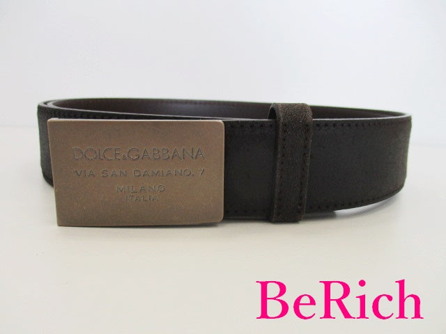 ドルチェ アンド ガッパーナ Dolce & Gabbana メンズ ベルト BC3500 ブラウン 茶 レザー ロゴメタル付 バックル D&G ロゴ 小物 紳士 【中古】【送料無料】 bh2205