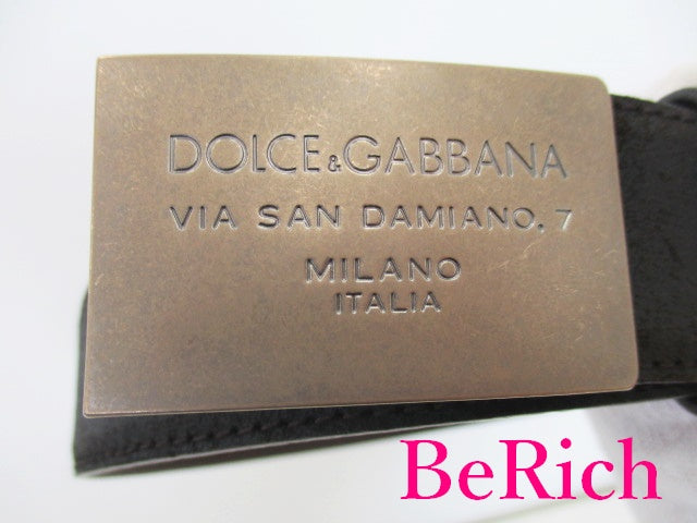 ドルチェ アンド ガッパーナ Dolce & Gabbana メンズ ベルト BC3500 ブラウン 茶 レザー ロゴメタル付 バックル D&G ロゴ 小物 紳士 【中古】【送料無料】 bh2205