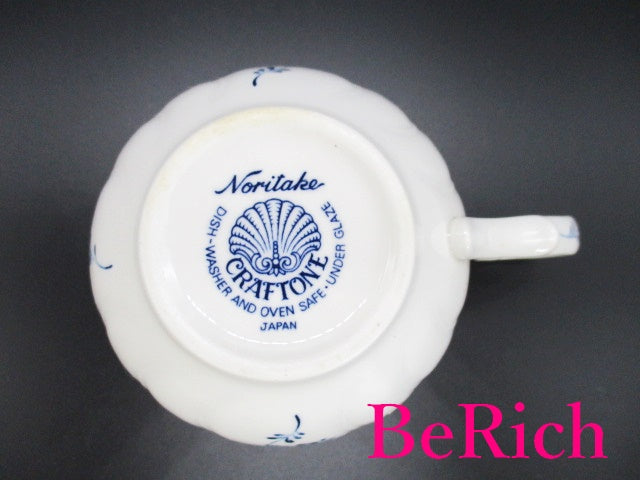 ノリタケ NORITAKE クラフトーン ティー カップ & ソーサー 6客 セット ホワイト 白 ブルー 青 フラワー 花柄 陶器 コップ 皿 紅茶 食器 テーブル ウェア 製陶 【中古】【送料無料】 bh2218