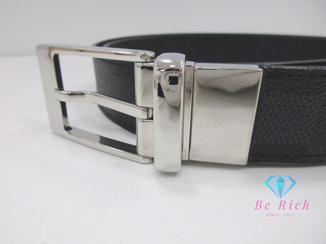 ルイ ヴィトン LOUIS VUITTON ダミエ グラフィット サンチュール シアトル メンズ ベルト 30mm M6834 90/36 黒 ブラック シルバー 金具 PVC レザー 【中古】【送料無料】 bh2737
