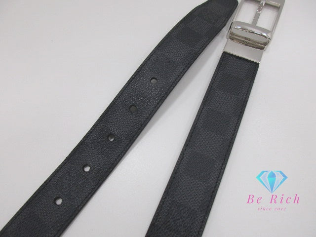 ルイ ヴィトン LOUIS VUITTON ダミエ グラフィット サンチュール シアトル メンズ ベルト 30mm M6834 90/36 黒 ブラック シルバー 金具 PVC レザー 【中古】【送料無料】 bh2737