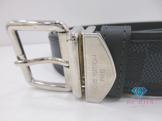 ルイ ヴィトン LOUIS VUITTON ダミエ コバルト サンチュール シドニー メンズ ベルト 35mm M9569 90/36 黒 ブラック ブルー シルバー 金具 PVC レザー 【中古】【送料無料】 bh2738