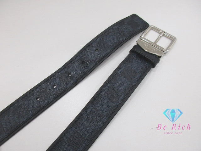 ルイ ヴィトン LOUIS VUITTON ダミエ コバルト サンチュール シドニー メンズ ベルト 35mm M9569 90/36 黒 ブラック ブルー シルバー 金具 PVC レザー 【中古】【送料無料】 bh2738