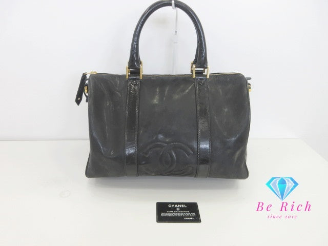 シャネル CHANEL 2way ボストン バッグ パテント レザー ブラック 黒 ココマーク CC ロゴ ハンドバッグ ショルダーバッグ 鞄 【中古】【送料無料】 bk10012