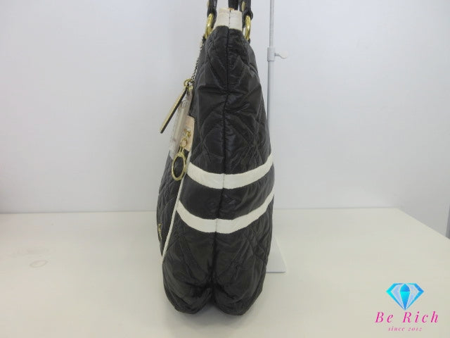 コーチ COACH トートバッグ 15873 ポピー 黒 ブラック 白 ホワイト ナイロン パテント レザー ロゴ ハンドバッグ ショルダーバッグ 鞄 手提げ【中古】【送料無料】 bk10055