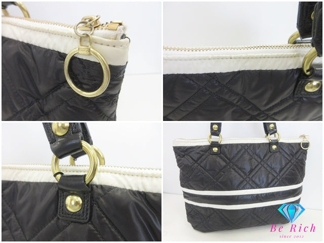 コーチ COACH トートバッグ 15873 ポピー 黒 ブラック 白 ホワイト ナイロン パテント レザー ロゴ ハンドバッグ ショルダーバッグ 鞄 手提げ【中古】【送料無料】 bk10055