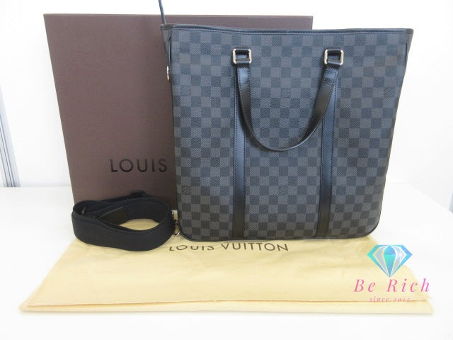 美品 ルイ ヴィトン LOUIS VUITTON ダミエ グラフィット タダオ N51192 LV ロゴ 2way トートバッグ ショルダーバッグ ブラック 黒 グレー メンズ ビジネス 鞄 【中古】【送料無料】 bk10064