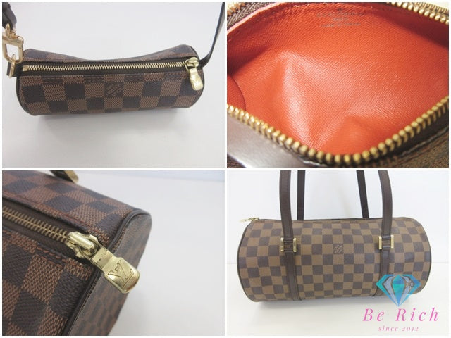 ルイ ヴィトン LOUIS VUITTON ダミエ パピヨン 30 ハンドバッグ N51303 モノグラム LV ロゴ ポーチ 付 筒型 丸型 鞄 【中古】【送料無料】bk10088
