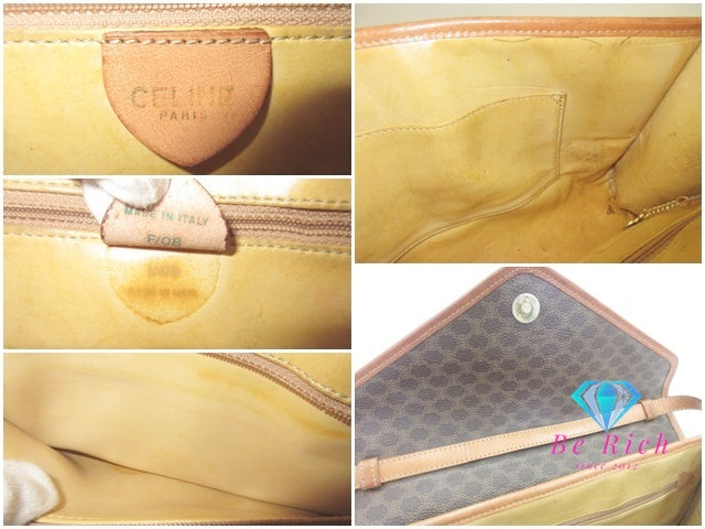 セリーヌ CELINE ショルダーバッグ マカダム ブラウン 茶 ロゴ ブラゾン PVC レザー ポシェット クロスボディ 肩掛け 斜め掛け 鞄 ヴィンテージ 【中古】【送料無料】 bk10098