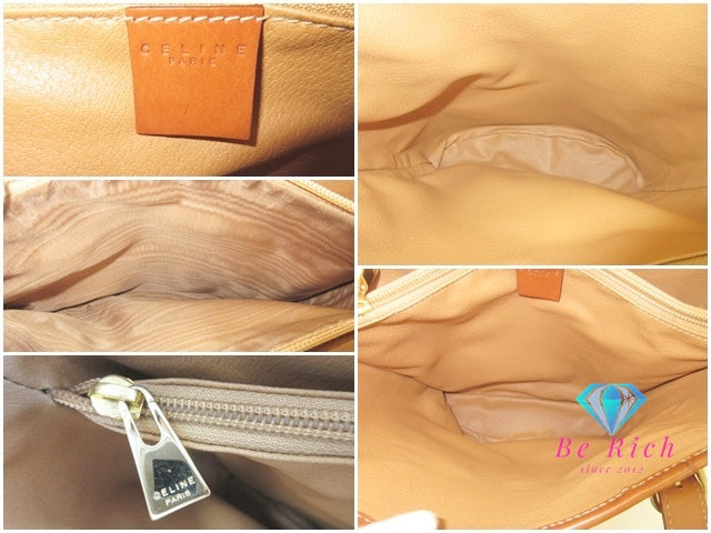 セリーヌ CELINE バケツ型トートバッグ ショルダーバッグ MC98/2 マカダム ブラウン 茶 ロゴ ブラゾン ハンドバッグ 鞄 【中古】【送料無料】 bk10100