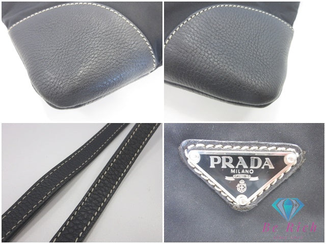 プラダ PRADA 斜め掛け ショルダーバッグ ブラック 黒 ナイロン ポコノ 三角 プレート ロゴ 肩掛け バッグ 鞄 メンズ レディース 【中古】【送料無料】 bk10119