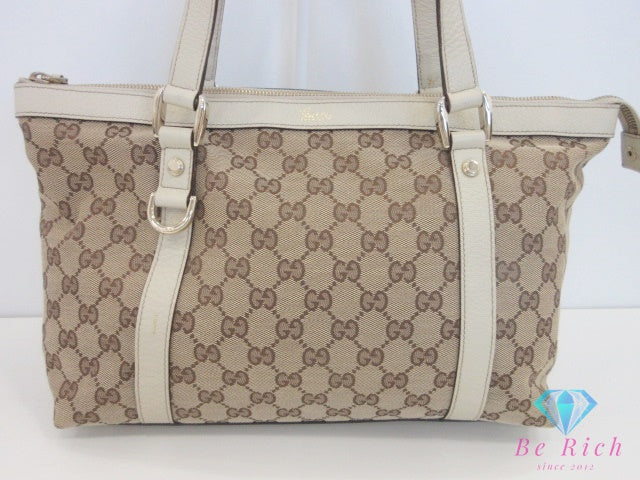 グッチ GUCCI トートバッグ ショルダーバッグ 141470 GG アビー ベージュ アイボリー Dリング ロゴ ハンドバッグ 肩掛け 鞄 【中古】【送料無料】 bk10164