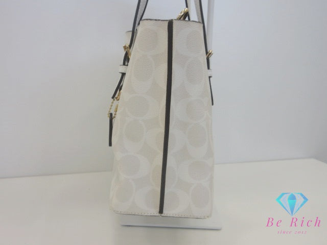 コーチ COACH モリー トート バッグ 25 C4250 シグネチャー アイボリー 2way ハンドバッグ ショルダーバッグ PVC レザー 肩掛け 斜め掛け 鞄 【中古】【送料無料】 bk10204