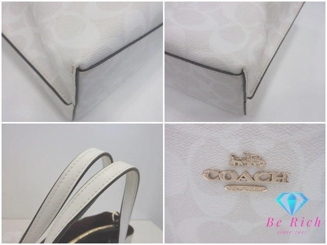 コーチ COACH モリー トート バッグ 25 C4250 シグネチャー アイボリー 2way ハンドバッグ ショルダーバッグ PVC レザー 肩掛け 斜め掛け 鞄 【中古】【送料無料】 bk10204