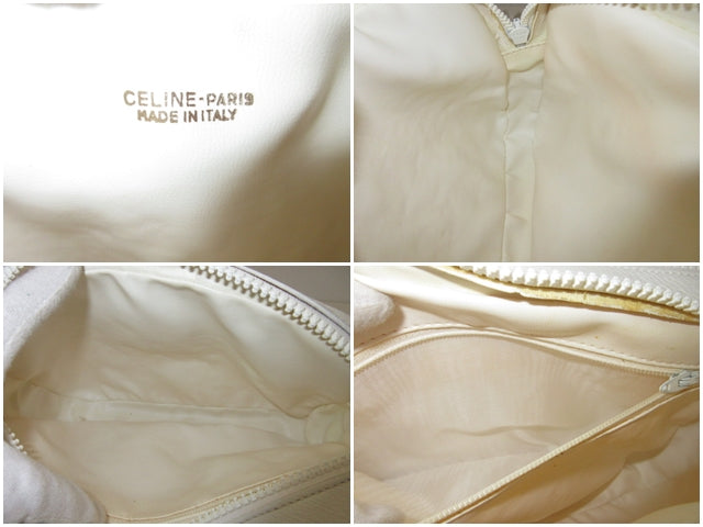 セリーヌ CELINE ショルダーバッグ マカダム ホワイト 白 ロゴ ブラゾン PVC レザー ポシェット クロスボディ 肩掛け 斜め掛け 鞄 ヴィンテージ 【中古】【送料無料】 bk10263