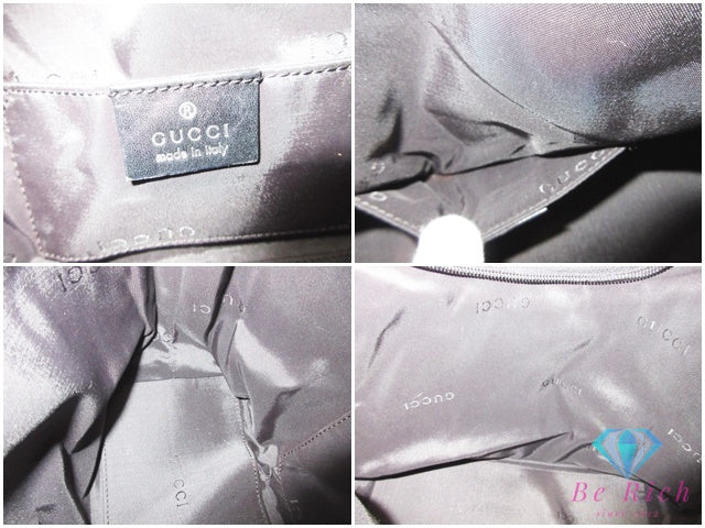 グッチ GUCCI ハンドバッグ ワン ショルダーバッグ 000.0602.200047 ナイロン キャンバス レザー 黒 ブラック ロゴ セミショルダー 手提げ 肩掛け バッグ 鞄 メンズ レディース 【中古】【送料無料】 bk10267